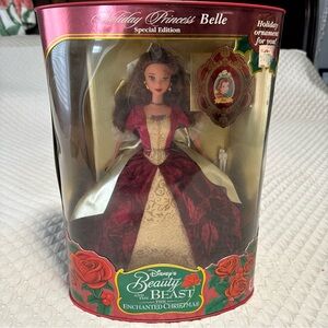 Vintage 1997 Disney Beauty and the Beast Enchanted Christmas Belle Barbie Doll